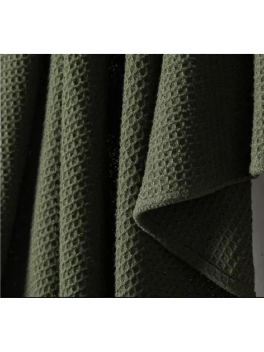 Arhaus Waffle Blanket 100% Cotton Throw 50x60 Forest Green New in Package - Picture 4 of 8